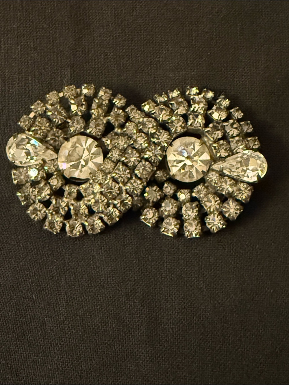 Vintage Kramer NY Figure Eight Rhinestone Silver Tone Brooch